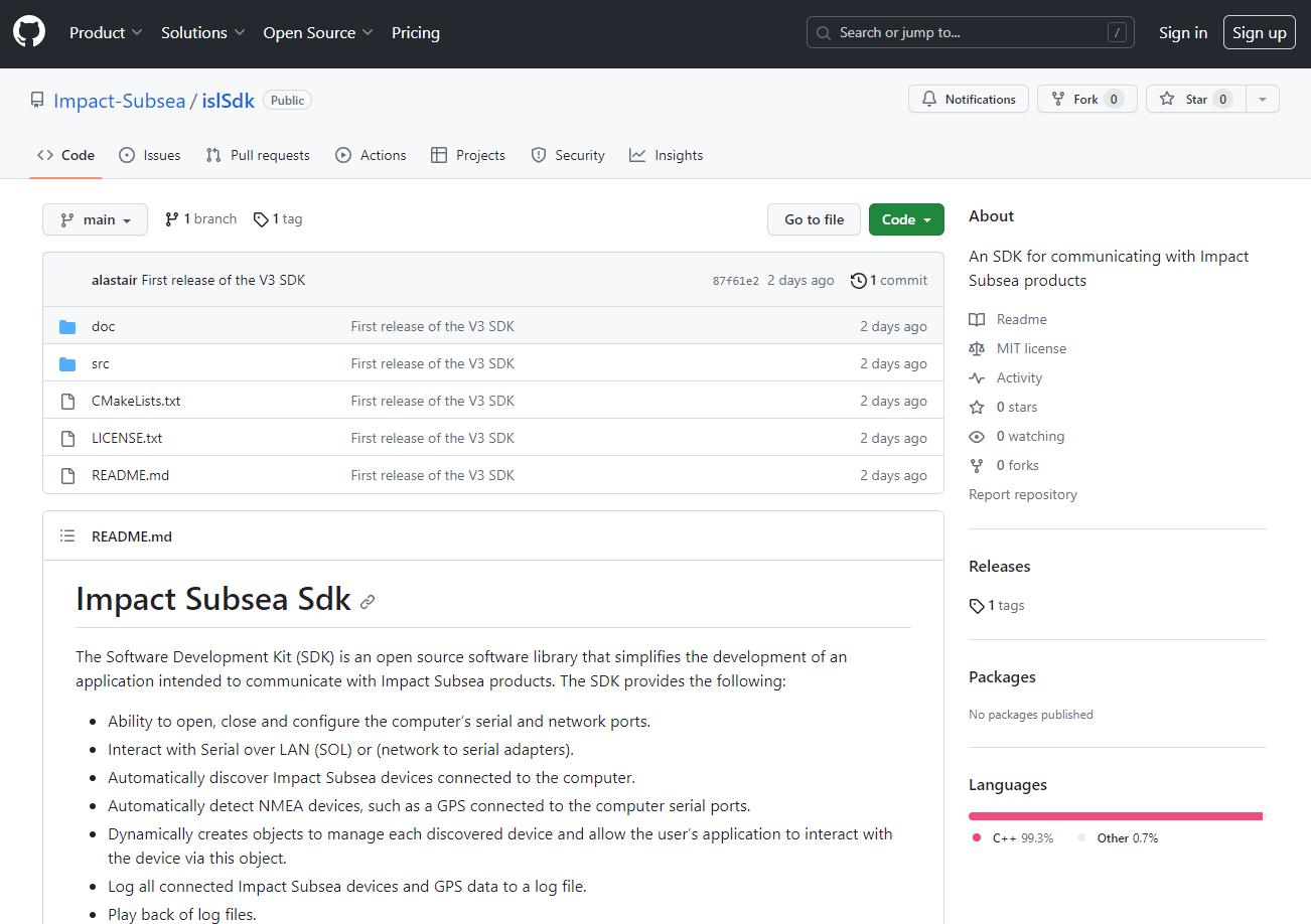 Impact Subsea has released the first open sourced version of the Software Development Kit (SDK).