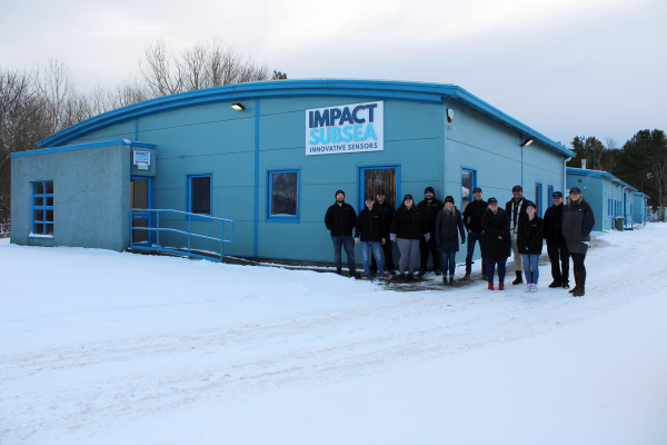 Impact Subsea Team at new HQ in snowy Aberdeen