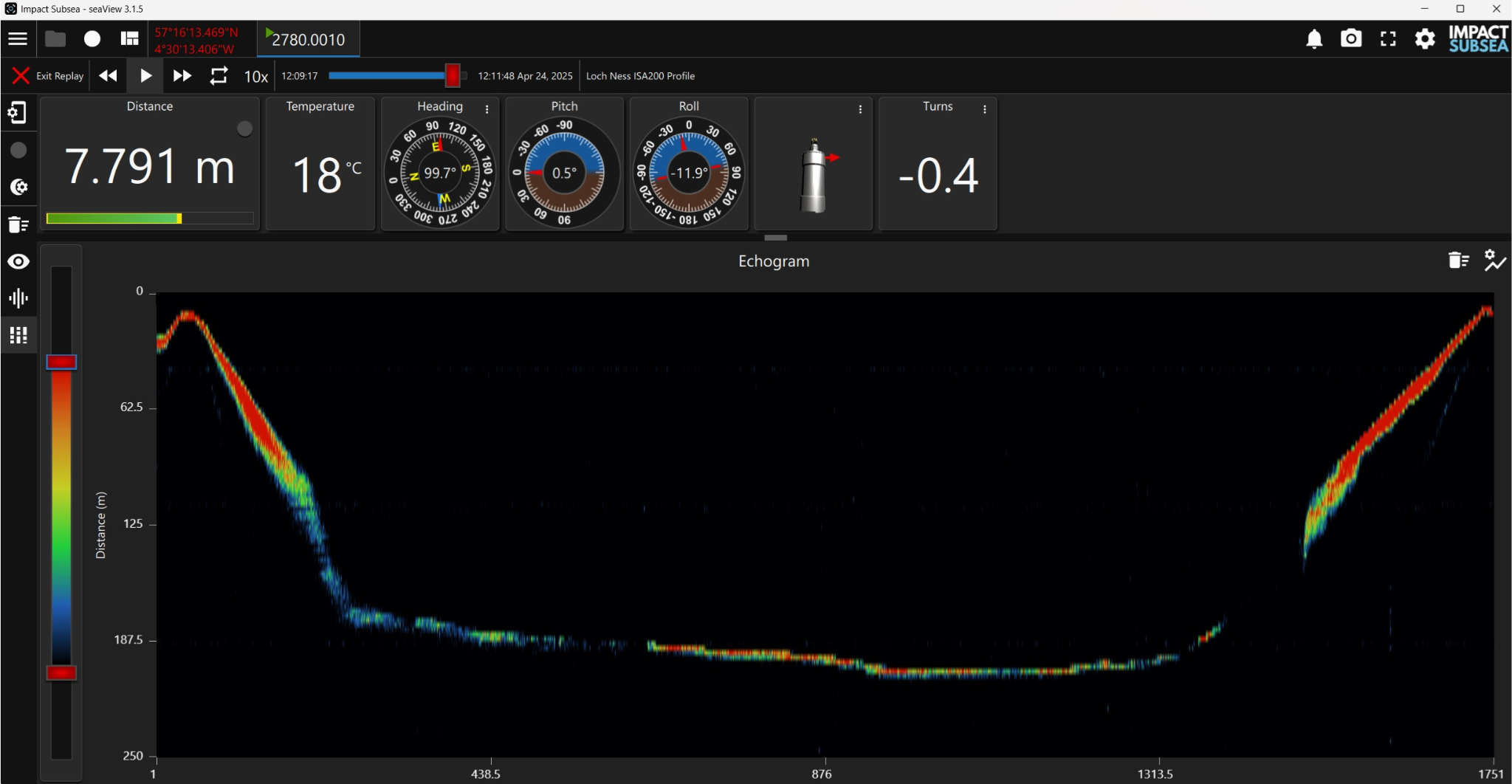 ISA200 seaView Software Screen Showing Loch Ness Profile