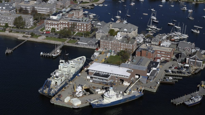 Iselin Dock with both WHOI ocean-going research ships docked